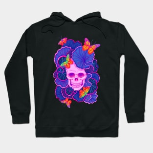 Monarch Skull: Monarch butterflies on hot pink skull Hoodie